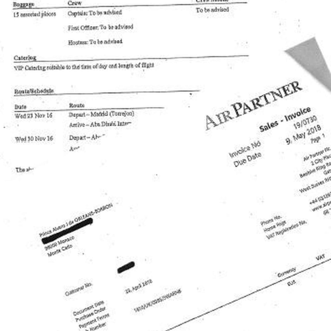 Facturas a Zagatka de vuelos realizados por el rey emérito./