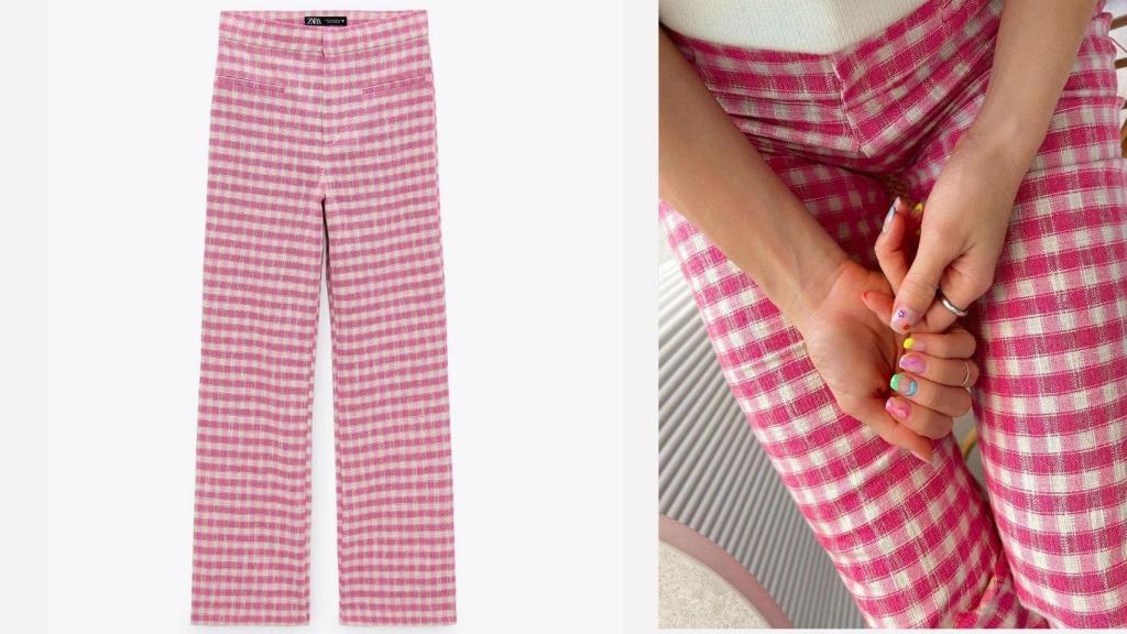 María F. Rubíes posa con unos pantalones de cuadros vichy de Zara que se consolidan como tendencia.
