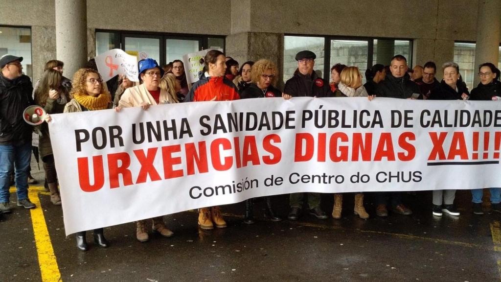Protesta de trabajadores de Urgencias del CHUS en una foto de archivo.