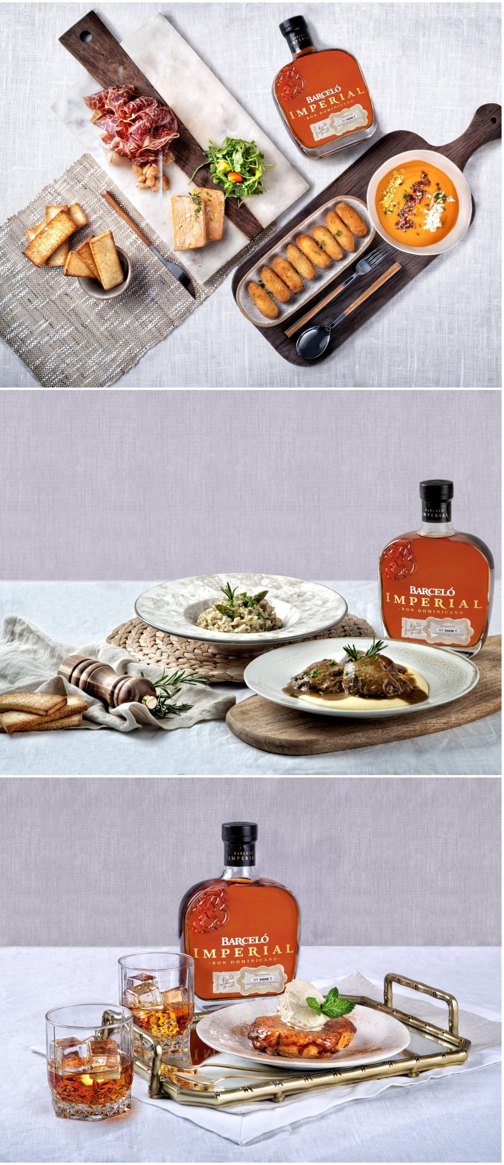 Entrantes, platos principales y postre