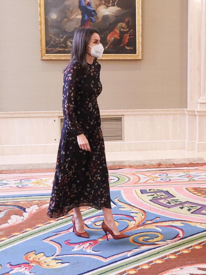Letizia con unos salones Magrit en tono teja, los más coloridos de las últimas semanas.