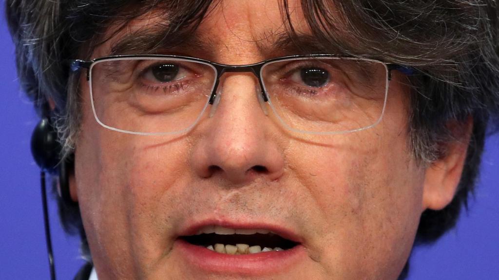 Carles Puigdemont, durante su rueda de prensa de este martes en la Eurocámara