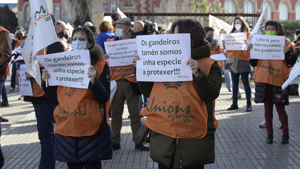 Protesta de ganaderos en A Coruña.