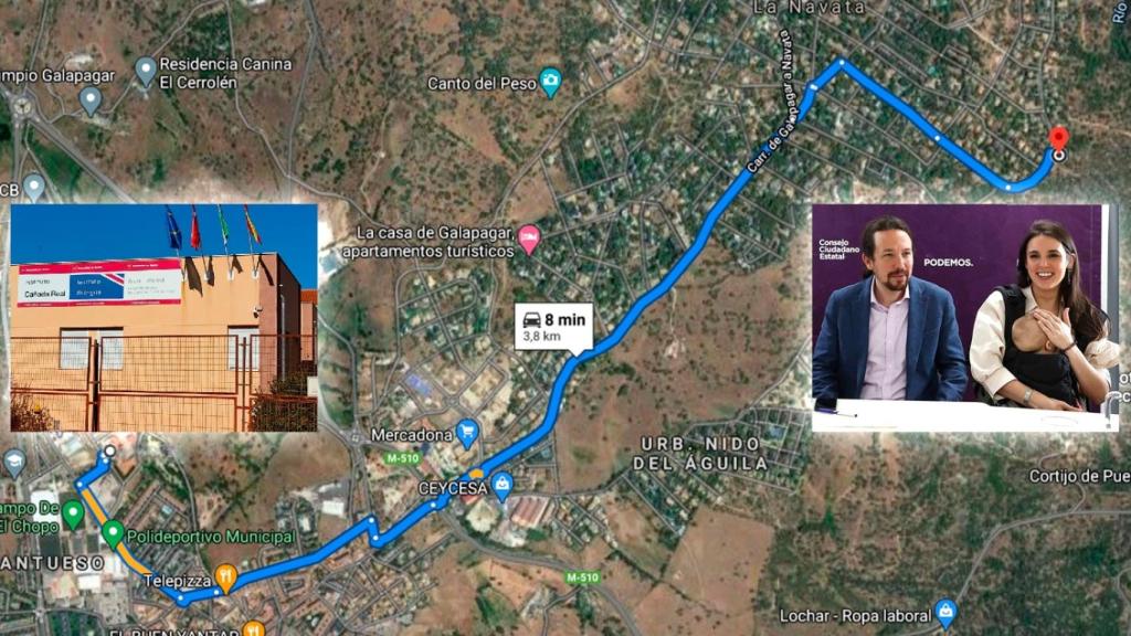 La distancia entre el IES Cañada Real y la casa de Iglesias y Montero.