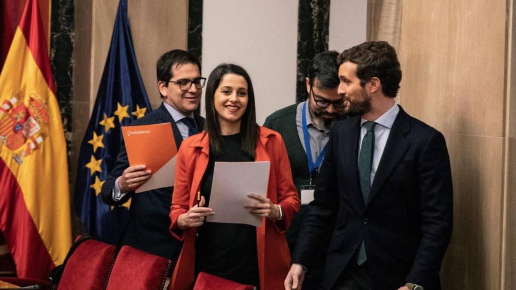 La presidenta de Cs, Inés Arrimadas, y el presidente del PP, Pablo Casado, en imagen de archivo.