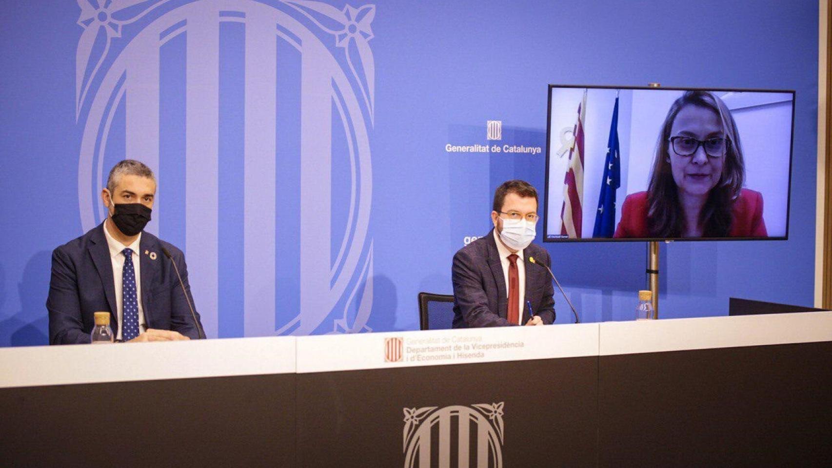 Meritxell Serret interviene en un acto del Govern de forma telemática.