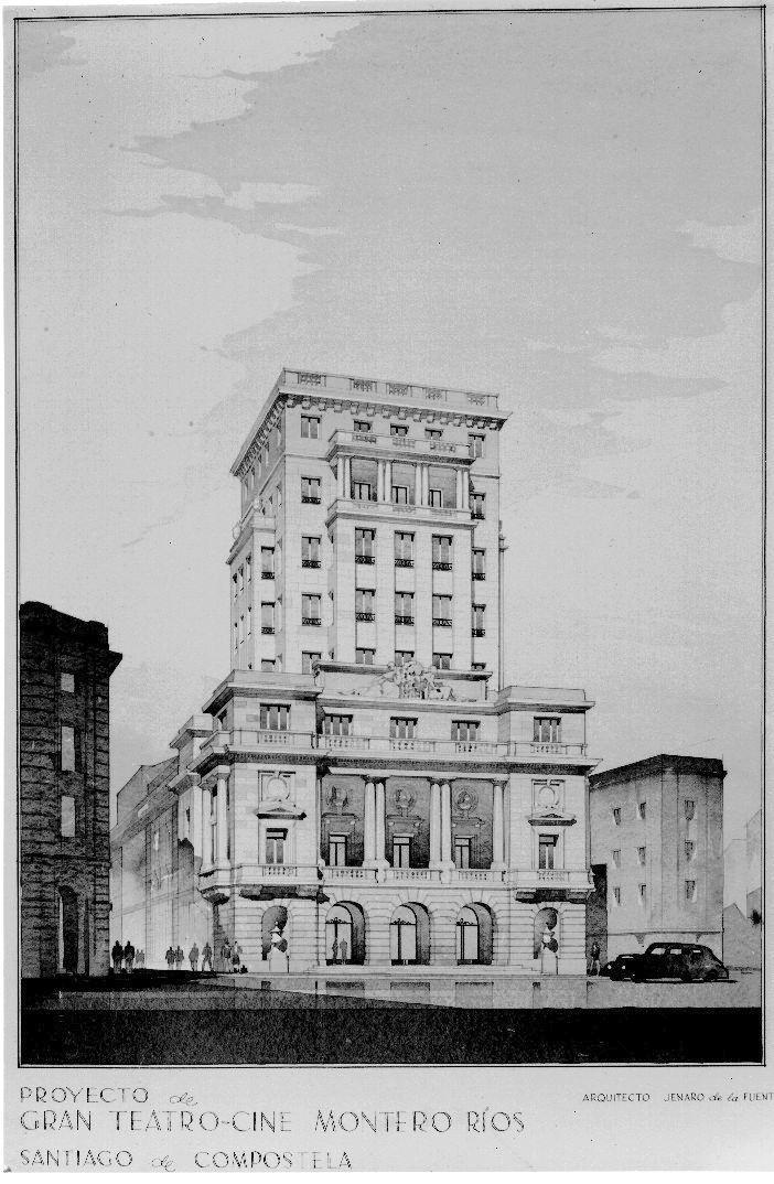 Exterior del teatro-cine del Hórreo (Casa Moreno. Archivo de Arte Español, 1893-1953).