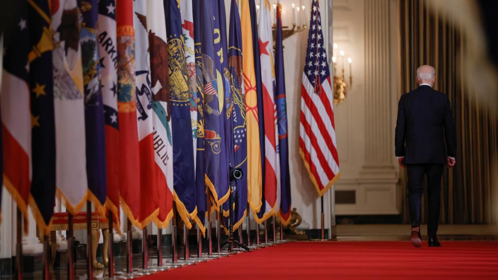 Joe Biden, presidente de Estados Unidos, al término de su primer discurso a la nación.