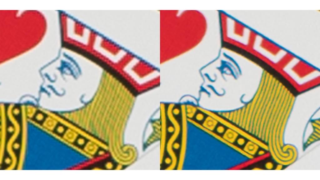 A la izquierda, una imagen con zoom sin 'Super Resolution'. A la derecha, el resultado.