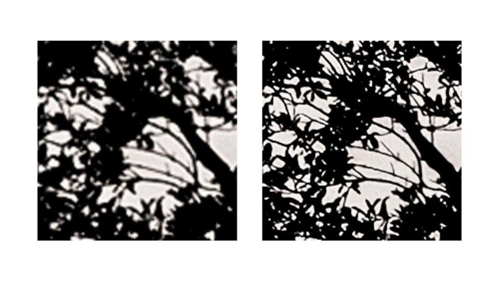 De nuevo, a la izquierda, una imagen con zoom sin 'Super Resolution'. A la derecha, el resultado.