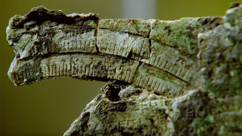 Detalle del artefacto hallado en el naufragio de un barco romano.