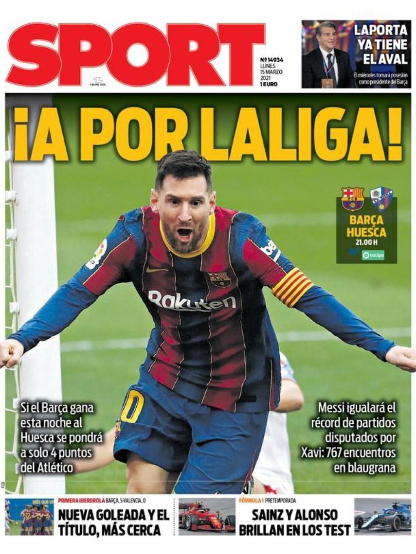 La portada del diario SPORT (15/03/2021)