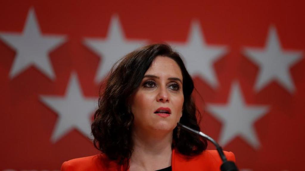 Díaz Ayuso en su comparecencia este lunes.