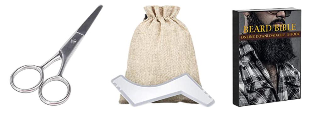 Las tijeras, la bolsa, las plantillas y el 'ebook' del kit.