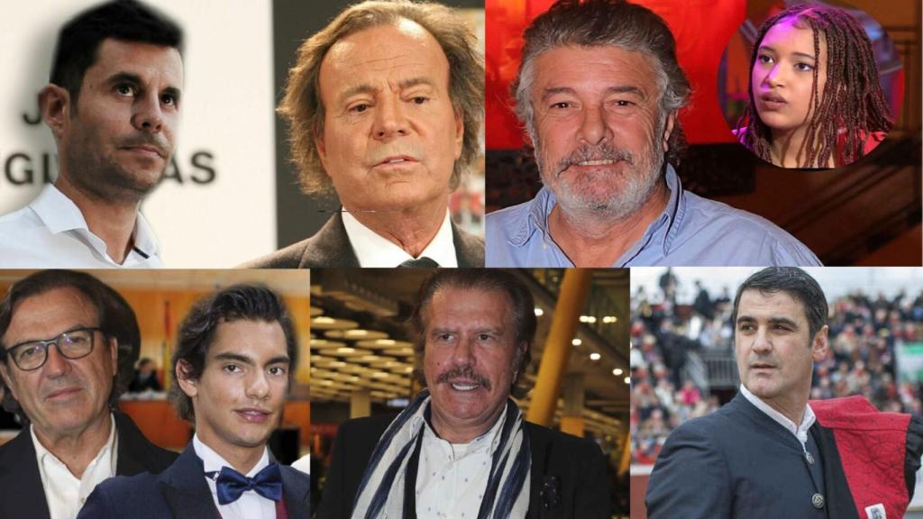 Julio Iglesias, Francisco, Pepe Navarro, Edmundo Arrocet y Jesulín de Ubrique en fotomontaje de EL ESPAÑOL.
