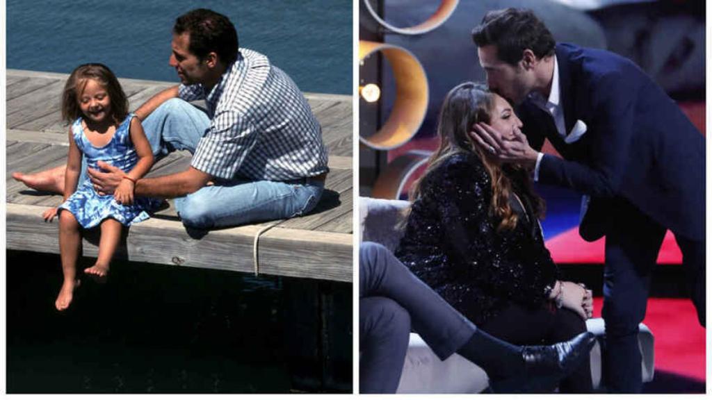 Rocío Flores y su padre en una imagen de 2001 y otra en 2019.