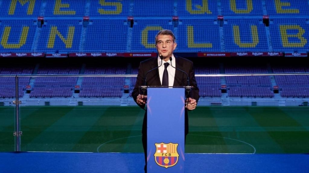 Joan Laporta, durante su toma posesión. Foto: Twitter (@FCBarcelona)