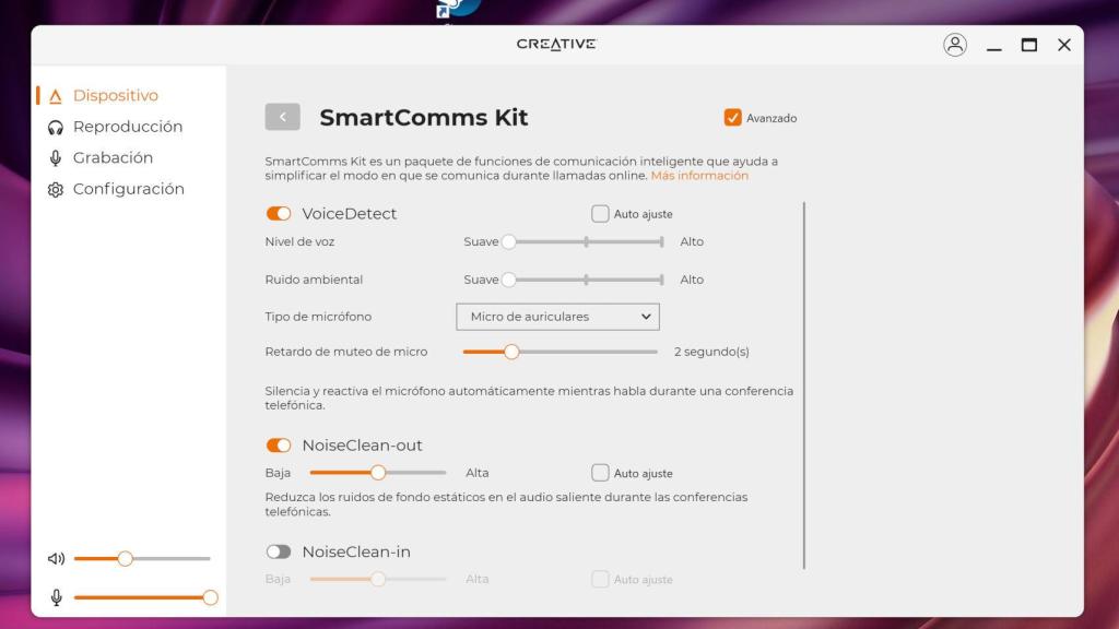 La app de Creative permite cambiar la cancelación de ruido