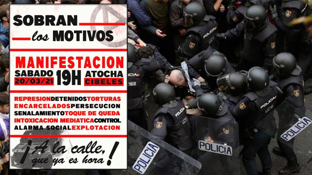 El cartel que han difundido los anarquistas y que confirma su asistencia el 20-M.