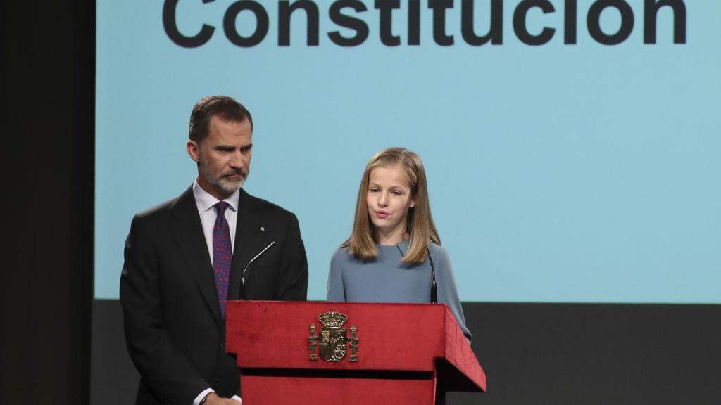 Leonor durante la lectura del Artículo 1 de la Constitución, el 31 de octubre de 2018.