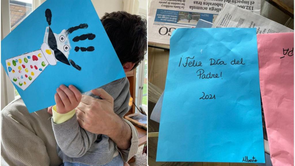 Feijóo muestra el regalo de su hijo