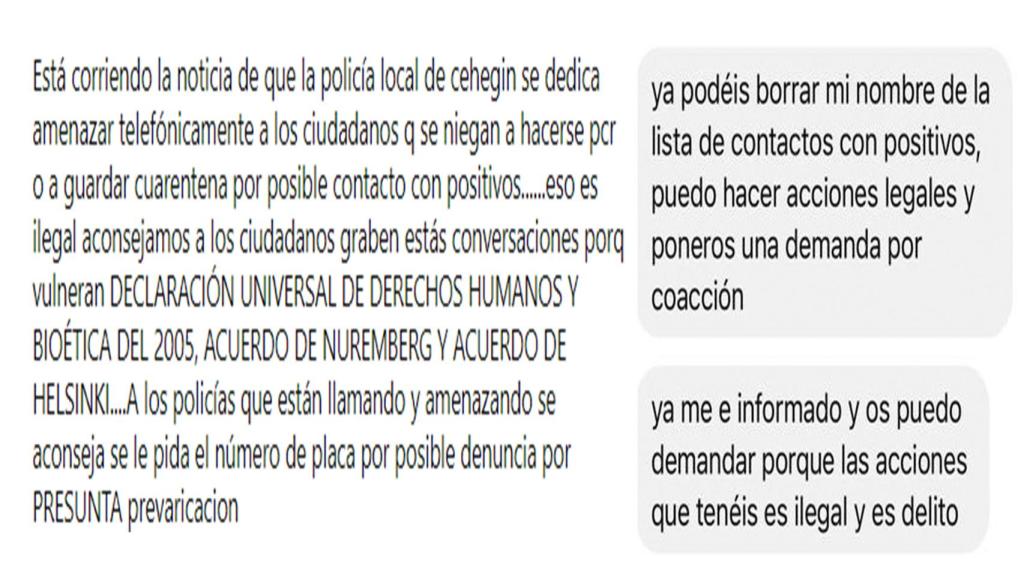Comentarios vertidos en las redes sociales por el negacionista.