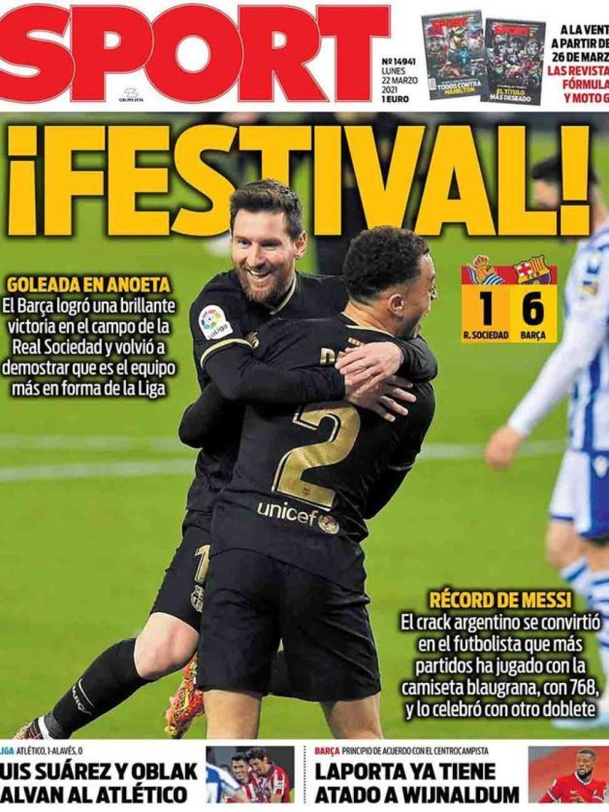 La portada del diario SPORT (22/03/2021)