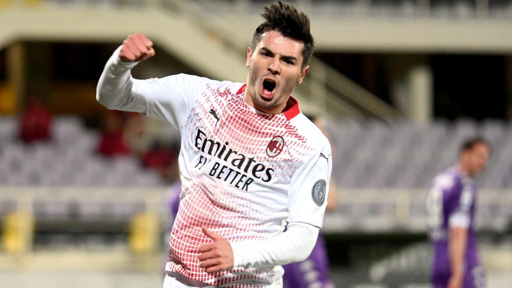 Brahim Díaz celebra un gol con el Milan