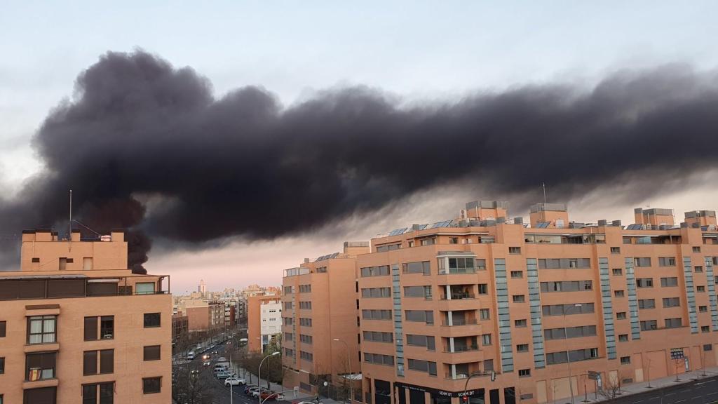 Incendio en el barrio de Montecarmelo de Madrid.