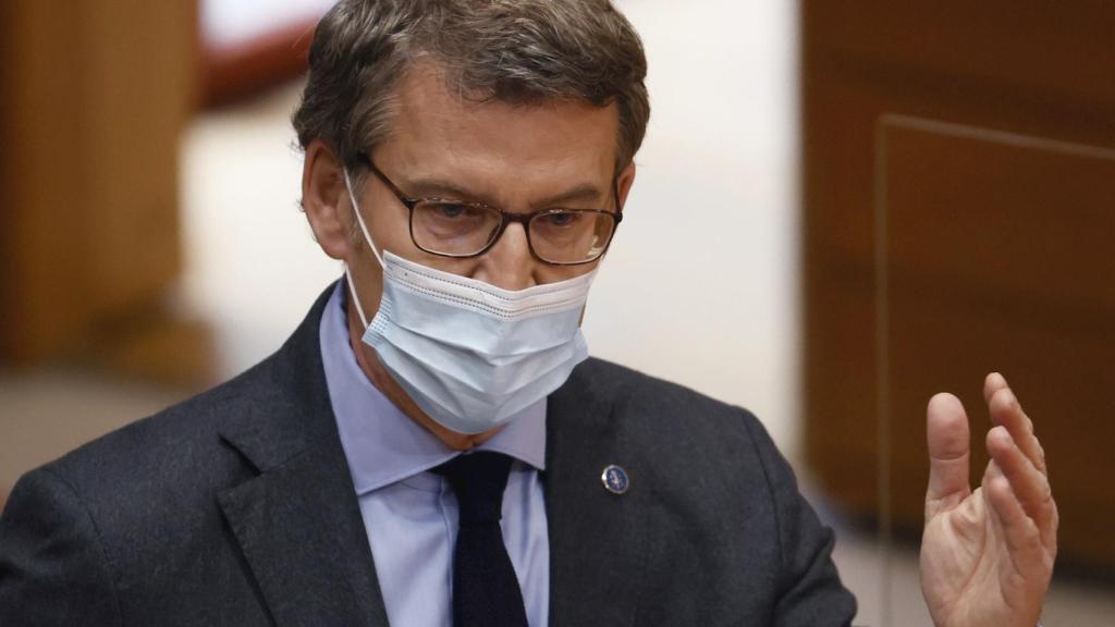 El presidente de la Xunta de Galicia, Alberto Nuñez Feijóo, durante la sesión de control en el Parlamento autonómico.