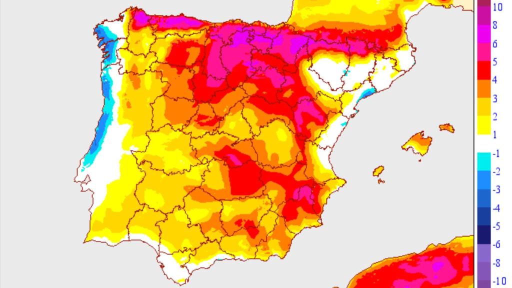 Variaciones de temperaturas máximas registradas el pasado 23 de marzo. AEMET