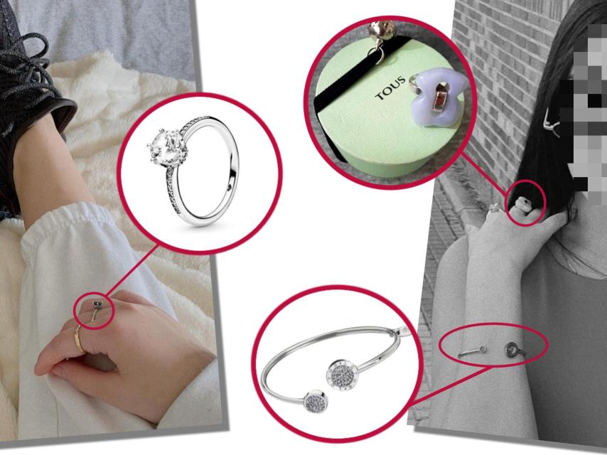 Julia Janeiro con sus joyas: una pulsera de Lotus, un anillo de Tous y otro anillo de Pandora.