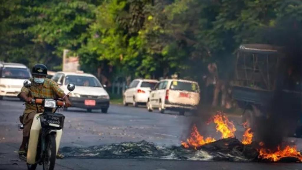 Protestas en Birmania este sábado.