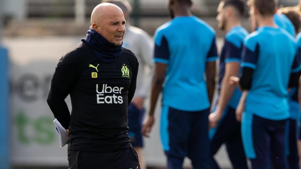 Jorge Sampaoli durante un entrenamiento del Olympique de Marsella