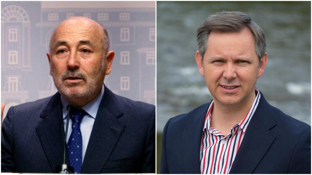 El delegado del Gobierno en Galicia (i), el socialista Javier Losada, y su sustituto, el alcalde de Ames, José Miñones.