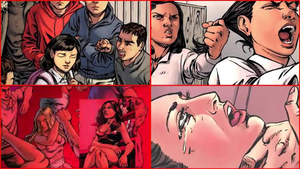 Escenas del cómic 'Amelia, historia de una lucha', presentado por el Instituto de las Mujeres.