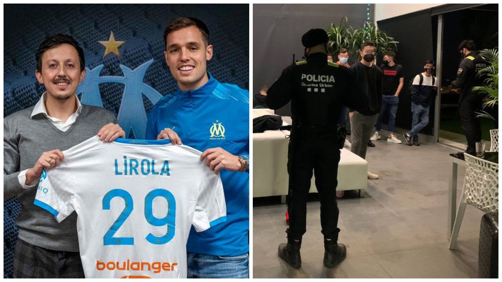 Pol Lirola, en un collage con la fiesta de Badalona