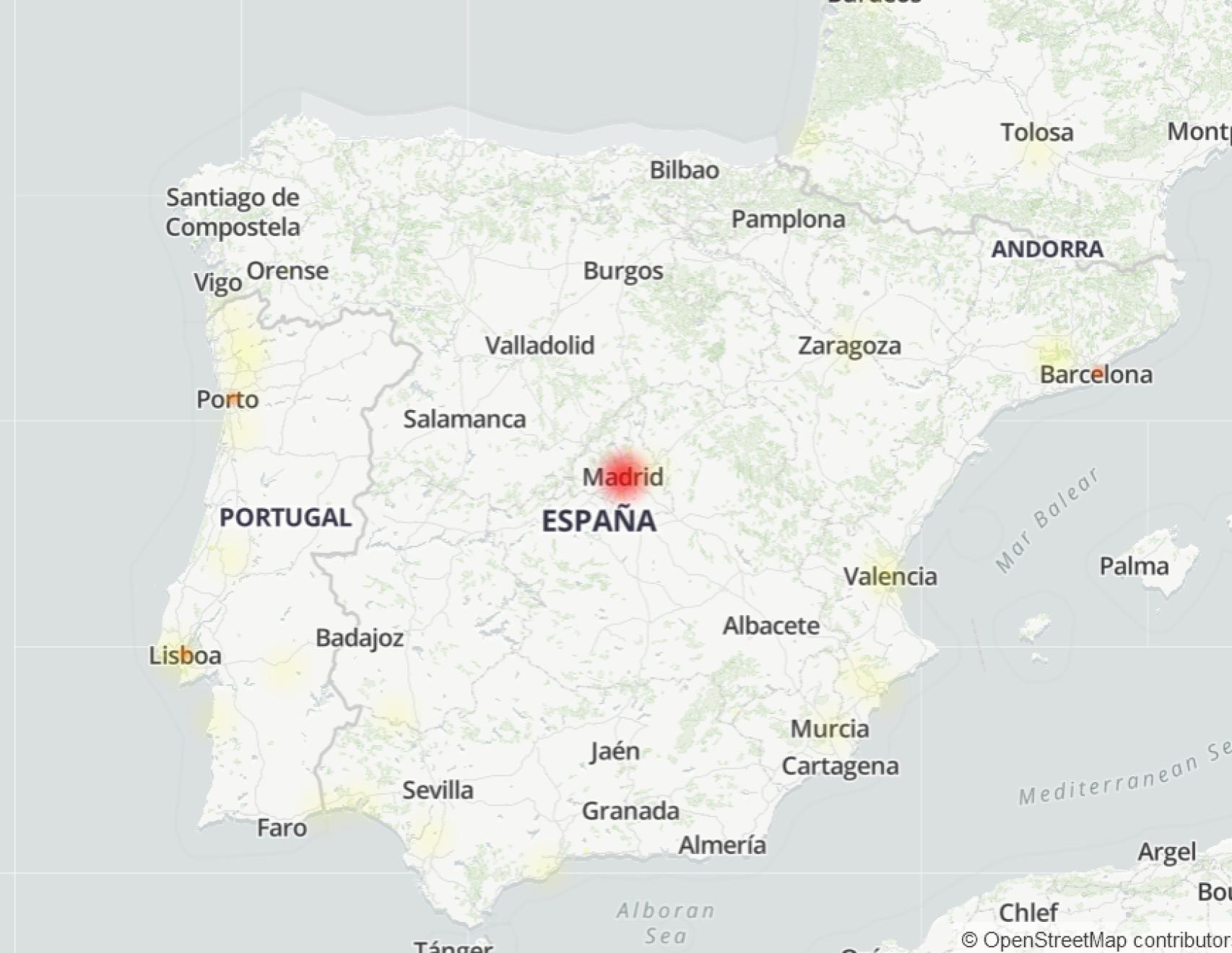 Concentración de problemas de Instagram en España