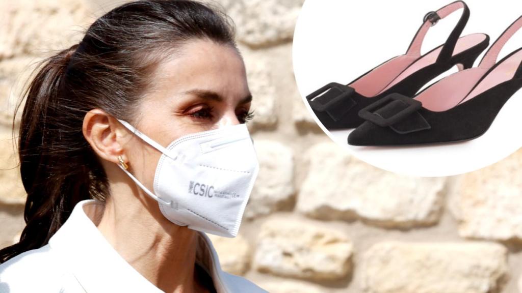La reina Letizia con zapatos de Isabel Abdo en un montaje de Jaleos.