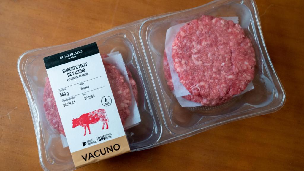 El paquete de hamburguesas de Aldi.