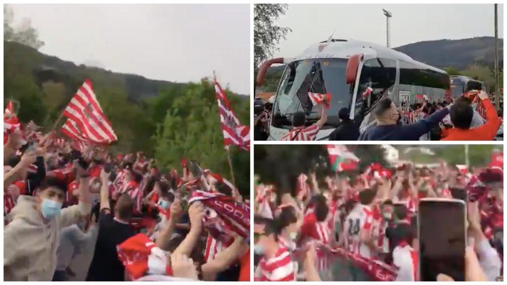 Miles de aficionados del Athletic se concentran en Lezama