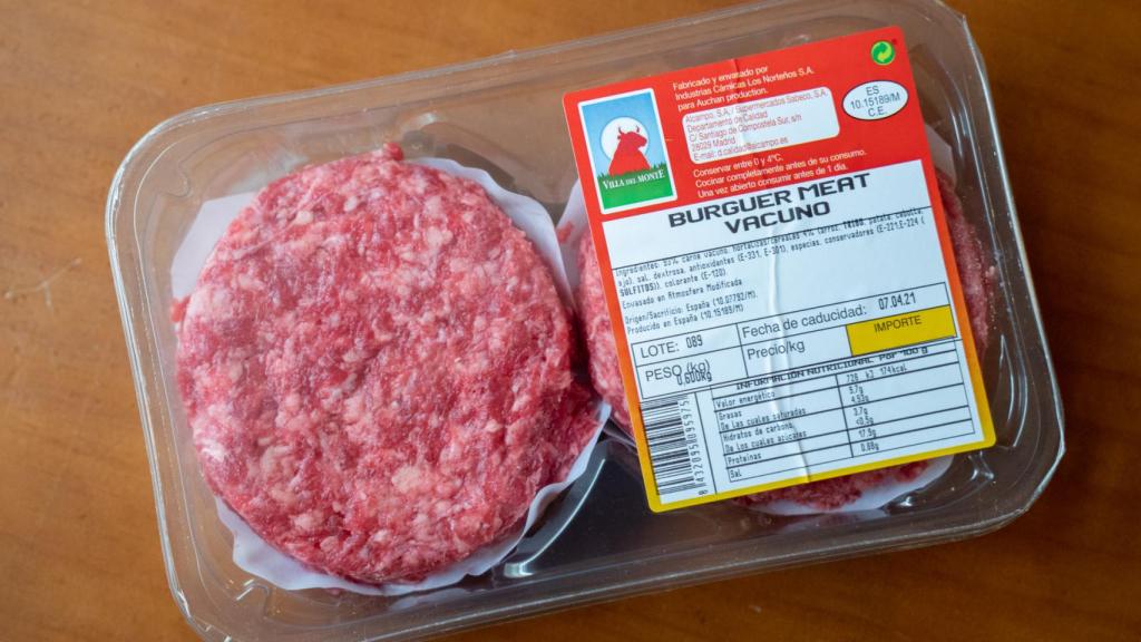 El paquete de hamburguesas de Alcampo.