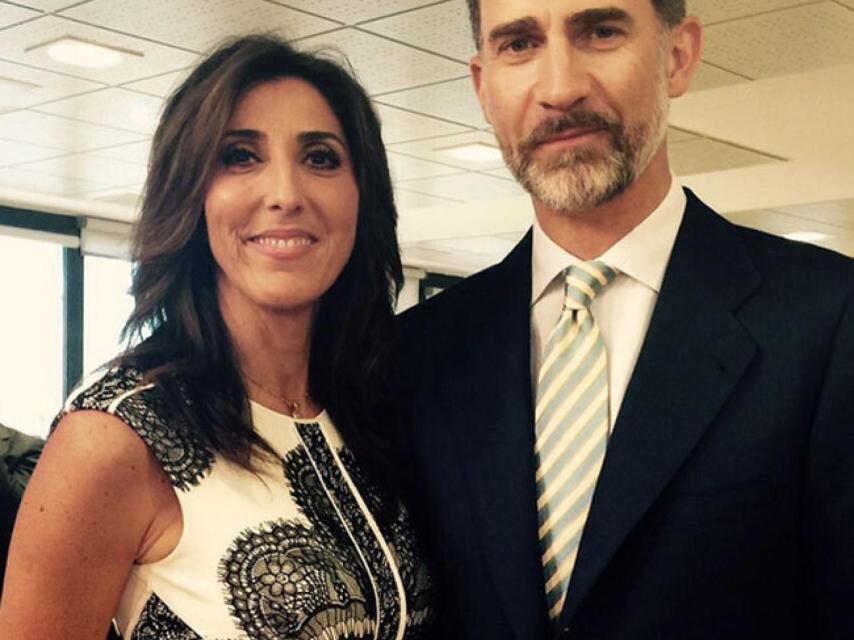 Paz Padilla y el rey Felipe VI el día en que lo piropeó en Mediaset.