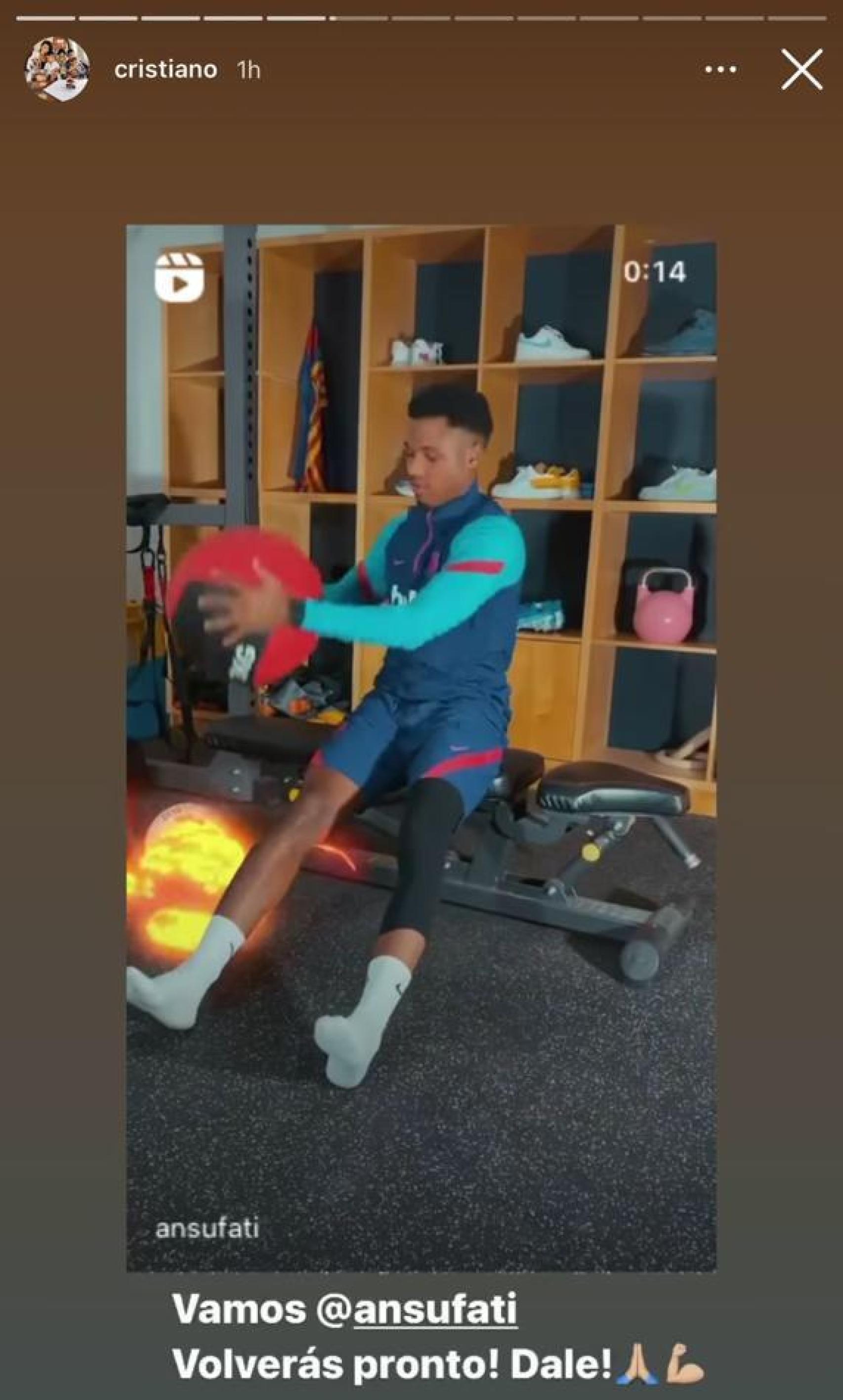 El mensaje de Cristiano Ronaldo a Ansu Fati. Foto: Instagram (cristiano)