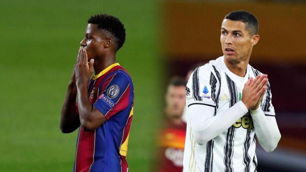 Ansu Fati y Cristiano Ronaldo, en un fotomontaje