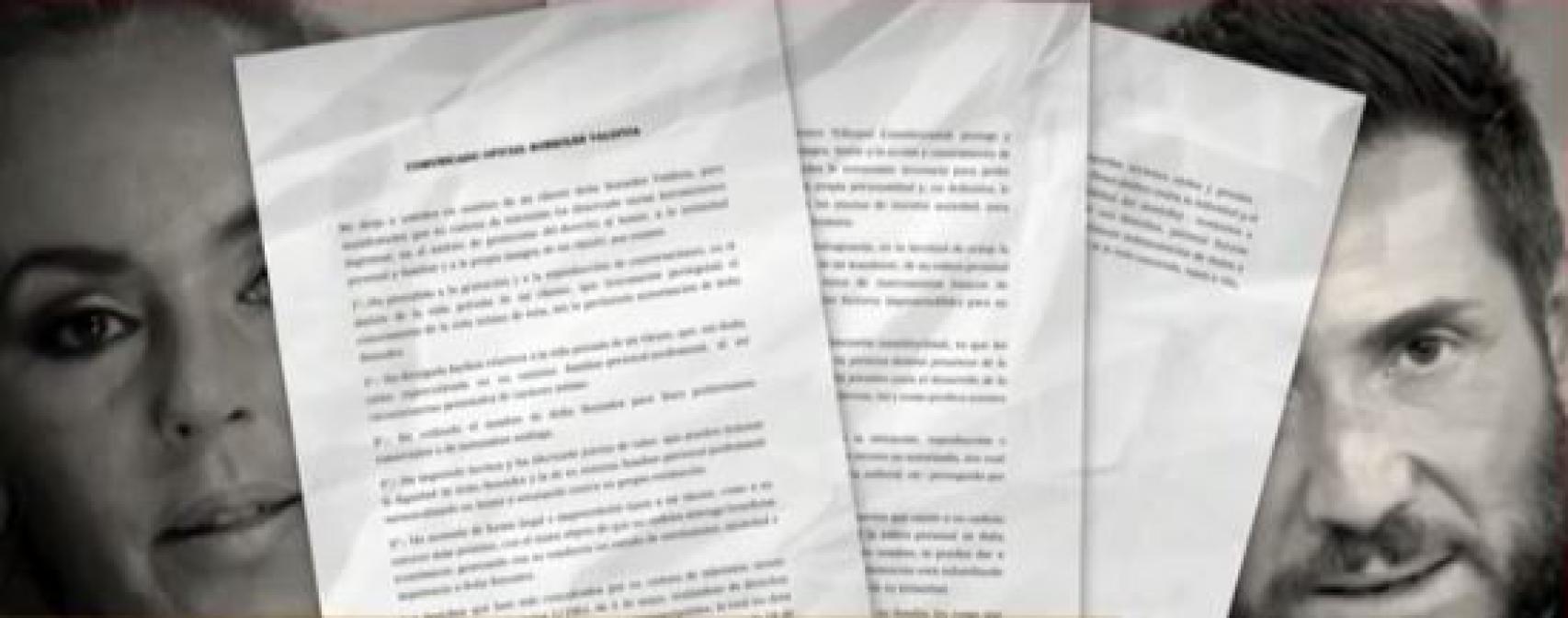 Las tres páginas de comunicado que ha enviado Sonsoles a 'Socialité'.