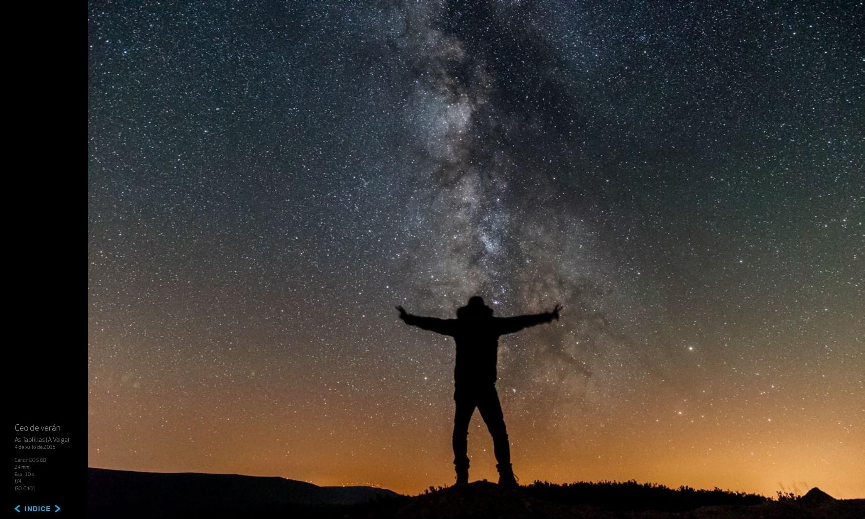 Cielo de verano de As Tablillas, en A Veiga (©Óscar Blanco, Na procura da noite).