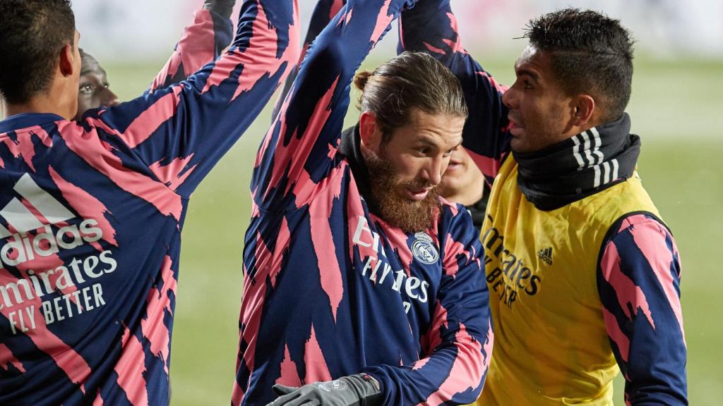 Sergio Ramos, durante un calentamiento con el Real Madrid