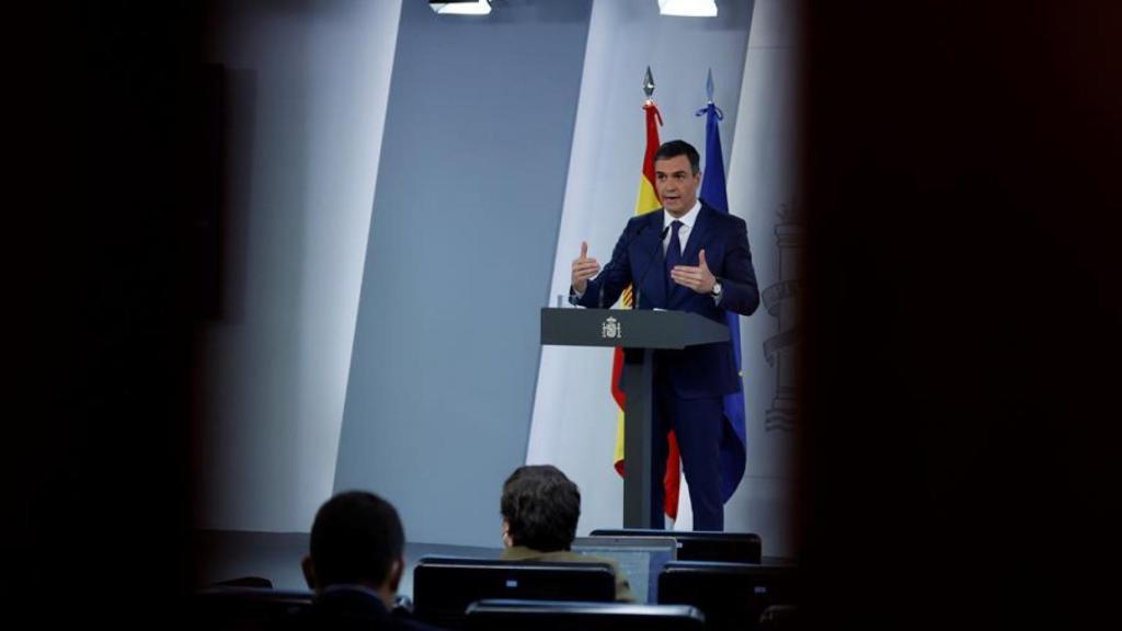 El presidente del Gobierno, Pedro Sánchez, este martes en rueda de prensa tras la reunión del Consejo de Ministros. Efe