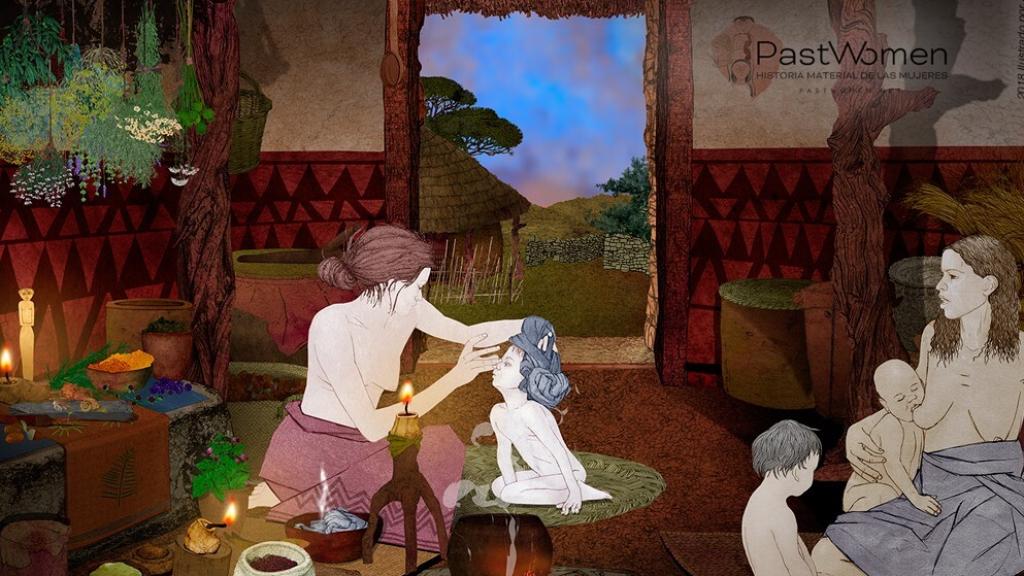 Una escena del cuidado de la infancia en la Edad del Cobre.